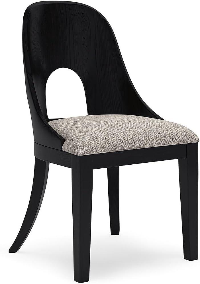 Signature Design by Ashley Rowanbeck Modern Herringbone Upholstered Armless Home Office Desk Chair, Black & Beige