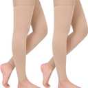 GODORIO 2Pairs 20-30mmHg Thigh High Compression Stockings, Thigh High Compression Socks for Women, Medical Compression Stockings for Varicose Veins, Swelling, Pregnant, Teacher, Doctor (XXL, Footless-Beige)