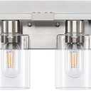 8 Light Bathroom Vanity Light Brushed Nickel Bathroom Light Fixtures 8-Light Vanity Lights for Bathrrom Lights Fixtures Over Mirror Large Wall Sconce with Clear Glass Shade
