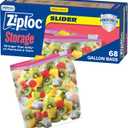 Ziploc Gallon Food Storage Slider Bags, Durable, 68 Count (1 Gallon)