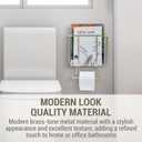 MyGift 2-in-1 Bathroom Magazine Rack with Toilet Paper Holder, Wall Mounted Bathroom Magazine Holder, Modern Brass Tone Metal Magazine Organizer Storage for Home or Office