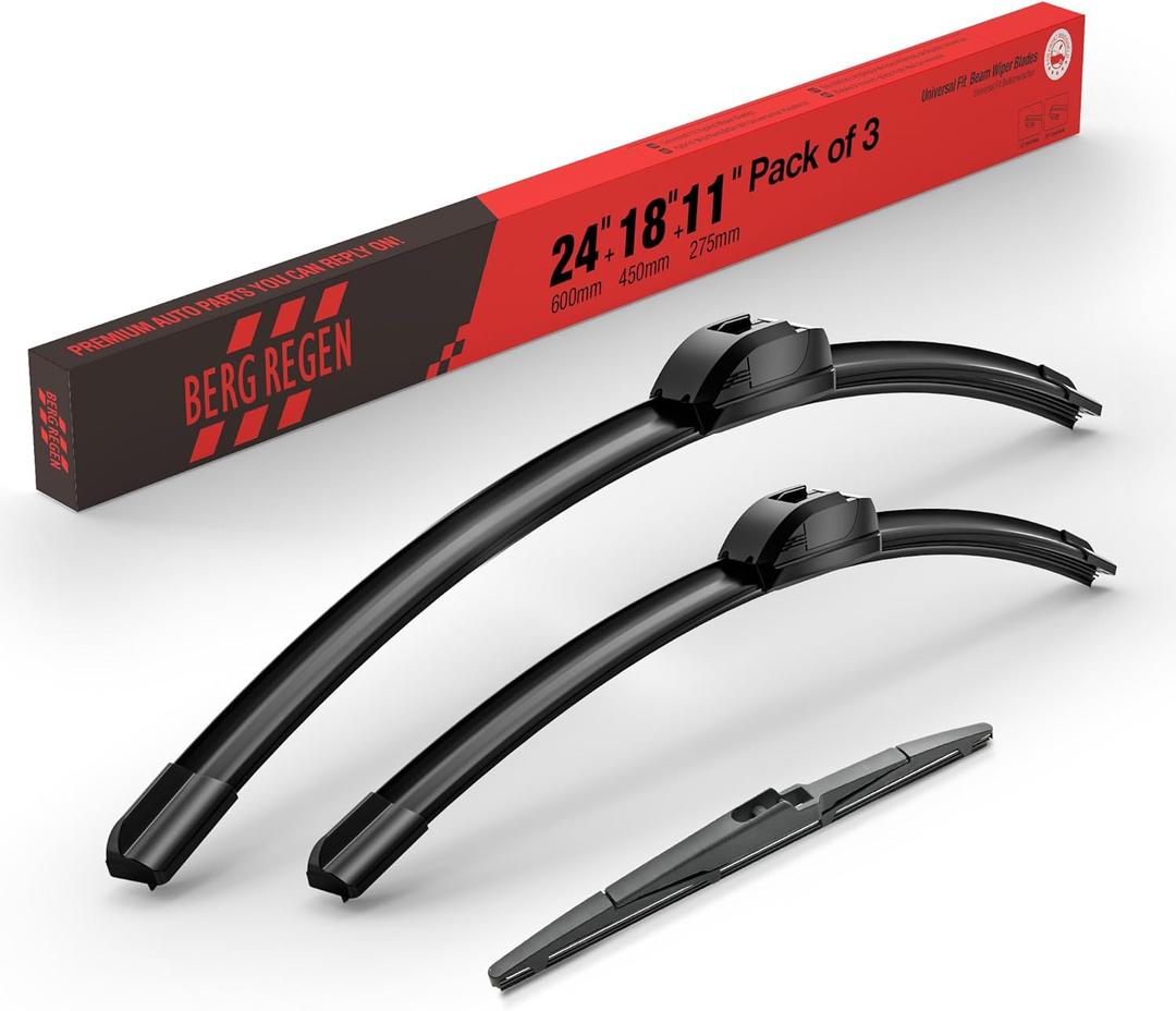 BERG REGEN 24"+18" Windshield Wiper Blades with 11" Rear Automotive Replacement Set for Kia Seltos 2021 2022 2023 2024  Genuine OEM Quality (Set of 3)