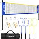 Badminton Set, Portable Outdoor Anti-Sag System Official 20ft x 5ft Easy Setup Durable Net with 4 Rackets, 3 Shuttlecocks & Carry Bag for Backyard, Lawn or Beach Fun