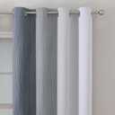 Estelar Textiler Grayish White and Grey Blackout Curtains for Living Room, Ombre Thermal Insulated Noise Reducing Blackout Drapes for Bedroom, Full Room Darkening Grommet Curtains, 52Wx63L, 2 Panels