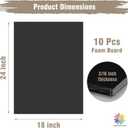 Mat Board Center, Pack of 10 Acid-Free Foam Boards, 18x24 inch Black Foam Boards, 3/16" Thick