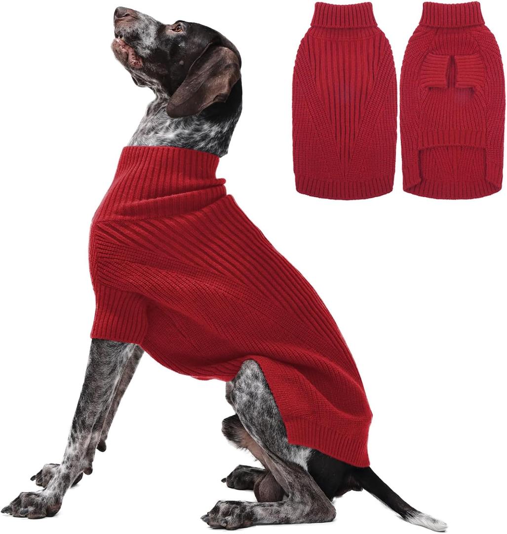 Lelepet Dog Sweater Turtleneck Pet Knitwear Pullover Dog Sweater for Large Dogs Girls Boys Warm Doggy Sweatshirt Outfit for Fall Winter Cozy Pet Clothes for Indoor & Outdoor Walking, Bulldog, Labrador