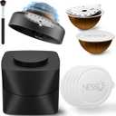 NESSUS Reusable Vertuo Pods Refill Kit, Lid Easy Remover for Vertuo Seal, 100PCS Aluminum Foil Lids for Nespresso Vertuo Pods, Tamp & Press Refillable Vertuo Capsules Holder and Brush