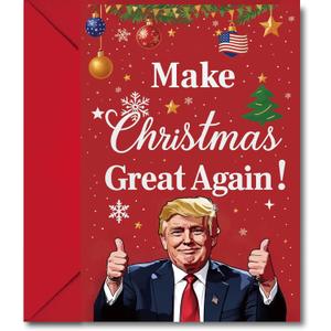 4 x Funny Trump Christmas Card, Holiday Greeting Card Humor Gift for Family and Friends  Hilarious & Heartfelt Xmas Card for Dad, Mom, Husband, Wife, or Colleagues  Premium Quality, Perfect for Christmas or Unique Gift