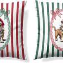 Funny Winter Christmas Bulldog Throw Pillow Covers 18x18 Set of 2,Winter English Bulldog Decor Pillowcase,Bulldog Mom Lover Winter Gifts