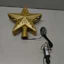 Christmas Tree Topper Lighted with 6 Projected Patterns -Christmas Star Tree Topper Built-Led Rotating Lights -3D Glitter Dynamic Projector for Indoor Xmas New Year Holiday Party Decorations, Golden Star