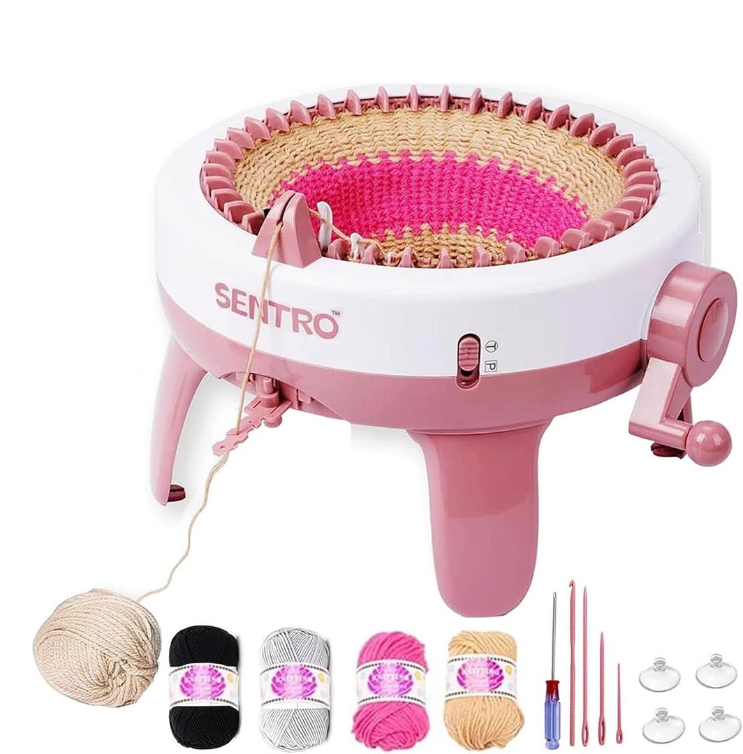 Sentro Knitting Machine, 48 Needles Smart Knitting Crochet Machine with Row Counter for Adults and Beginners, Automatic Circular Weaving Spinning Knitting Loom Machine Kit for Hat,Socks,Scarves,Gloves (48 Needles)