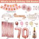 70th Birthday Decorations for Women, Rose Gold 70th Birthday Decorations, 70 Sash and Crown, Banner, Fringe Curtains, Hanging Paper Fans, 70 Year Old Party Supplies Set