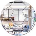 ufengke Soccer Mirror Wall Decal Acrylic 3D Wall Stickers Boys Girls Room Living Room Bedroom Silver Wall Decor A