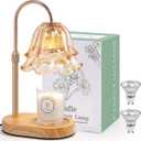 Flower Candle Warmer Lamp with Timer - Dimmable Electric Candle Lamp, Birthday Gifts for Women Mom, House Warming Gifts New Home Decor, Adjustable Wax Wamer Light for Jar Candles, Valentines Day Gift (Gold)