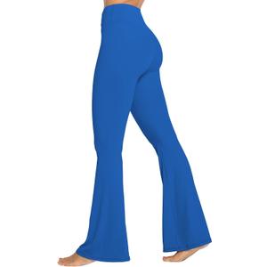 Sunzel Womens Flare Leggings No Front Seam Flare Yoga Pants with Tummy Control Crossover High Waist - 28" / 30" / 32" / 34" (Blue, M)
