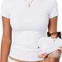 Danysu Nude Built in Bra Cotton Jersey T Shirt No See Through Stretchy Lightweight Fitted Everyday Basic Tops Gym Workout Tee (Medium)