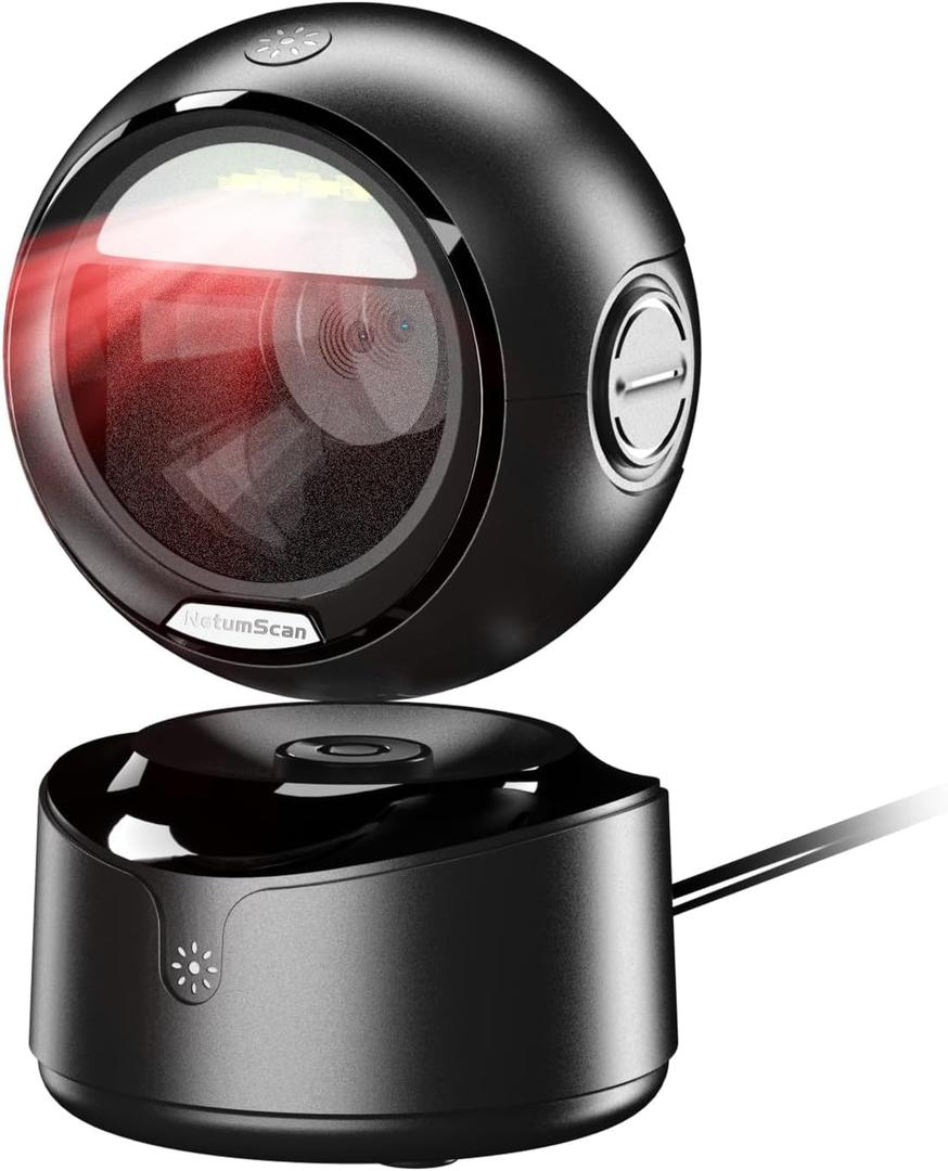 NetumScan Automatic Omnidirectional Desktop Barcode Scanner, Hands Free USB Wireless Bluetooth QR Barcode Reader, 1D 2D Bar Code Image Sensing for Warehouse, Supermarket, Retail Store Pos System-A6