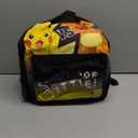 Pokemon Backpack Set 4 Pcs for Kids with Backpack Water Bottle Pencil Case and Insulated Lunch Bag or Wallet Anime School Supplies Gifts for Kids (Black/Yellow 4 Pcs Set)