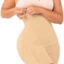 SHAPELLX Tummy Control Shapewear Faja Colombianas Side Zipper Body Shaper Plus Size Postpartum Bodysuit With Butt Lift, Size XL