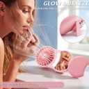 Handheld Mini Fan 3 Speed Portable Fan with Makeup Mirror LED Light Desktop Support, USB Rechargeable for Travel/Summer/Lash/Concerts/Women Girl Gifts (Pink)