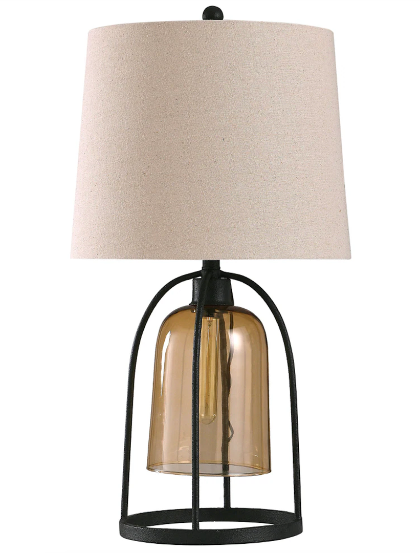 StyleCraft Malvern Industrial Table Lamp - Amber / Black