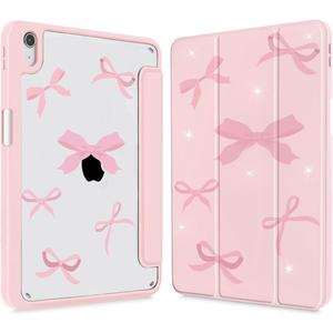 Case for iPad A16 11th 11 Inch 2025 / 10th Generation 10.9 Inch 2022, iPad 11/10 Gen Slim Shockproof Clear Transparent Back Protective Cover with Pen Holder,Auto Wake/Sleep, Pink