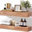 17x3x7 inch Floating Shelves Wall Mounted - Set of 2 Wood Rustic Solid Wood Wall Shelf - Heavy Duty Decorative Fireplace Mantel for Living Room, Bedroom, Bathroom, Kitchen