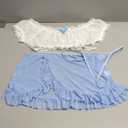 SOLY HUX Sexy Lingerie Set for Women Sheer Mesh Off Shoulder Bra Panty Ruffle Skirts 3 Piece Sets,Size M