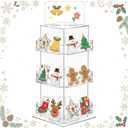 Marsui 3 Tier Rotating Sticker Display Stand, 4 Sided Sticker Holder, 360 Rotating No Assembly Required Clear Acrylic for Christmas Stickers, Greeting Card, Postcard(12.6 x 5.9 x 5.9 Inches)