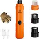 PAPIFEED Dog Nail Grinder with LED Light, Ultra Quiet 3-Speed Electric Nail File for Small Medium Large Dogs & Cats, Rechargeable Pet Nail Grinder with Trimmer (Orange)