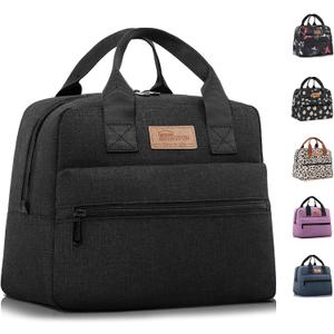 HOMESPON Insulated Lunch Bag for Women Men Lunch Box Cooler Lunch Tote for Work Picnic (Black)