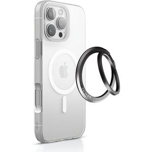 4 x Magnetic Ring Holder for iPhone, MagSafe Compatible Phone Grip and Kickstand, Ultra Slim Lightweight Aluminum Alloy Stand, Strong Magnetic Attachment, Durable Anti-Scratch Design, Black