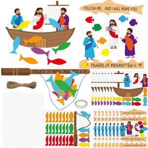 Cinrobiye 24 Sets Christian DIY Crafts KitJesus Fisher of Men Craft,Religious DIY Craft Kit for Sunday School Supplies VBS Bible Activities Classroom Church Prayer Faith-Themed Party Favor Gifts