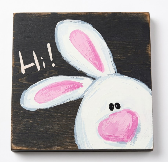 Easter Wooden Door Sign Bunny Welcome Hanging Sign Rustic Farmhouse Wood Wreath Sign for Easter Spring Coffee Shop Window Home Decor 10.5 x 10.5 ( 2 PACK )