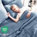 CozyLux Oversized Queen Comforter Sets Dusty Blue, 7 Pieces Bed in a Bag, Ultra-Soft All Season Bedding Sets with Stitch Quilted Comforter, Flat Sheet, Fitted Sheet, Pillowcases, Grayish Blue