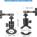 Forevercam Bike Handlebar Mount for Gopro Hero 13/12/11/10/9/8/Insta360/AKASO/DJI Osmo Aluminum Motorcycle Handlebar Mount 360Rotation Ball Head Gimbal