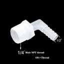 Hose Barb Fitting Elbow 1/2" Hose Barb x 1/4 Male NPT Barbed Adapter for Fuel Gas Liquid Air (Pack of 5)