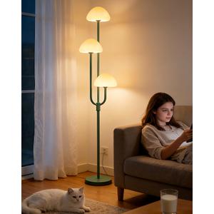 Lightdot 66IN Mushroom Floor Lamp 3-Lights Vintage Floor Lamps with 3000K Bulbs Included for Wedding Party Modern Dimmable Tall Standing Lamp for Living Room/Bedroom/Sofa Beside/Corner Decor-Green