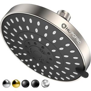 HOPOPRO 5-Mode High Pressure Shower Head - The Washington Post, NBC News, Today TV Show Recommended - High Flow Fixed Showerheads (6 Inch Brushed Nickel)