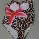 RoseSeek Girl's Swimsuits Floral Leopard Print One Piece Swimsuits Beach Vacation Swimwear 10Y