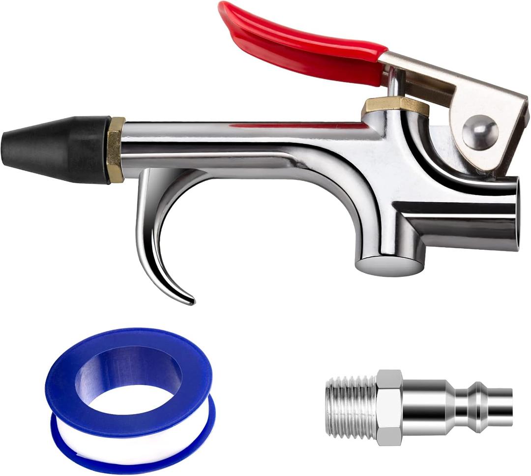 2-Way Connection Air Nozzle Blow Gun, Rubber Tip Air Nozzle with 1/4 in Standard Quick Fitting, Air Compressor Accessories Air Blower Gun for Air Inflation and Dedusting (4 Pcs Kit)