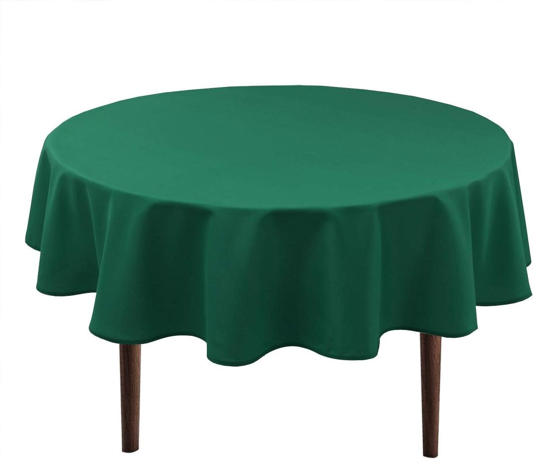 Hiasan Round Tablecloth 40 Inch - Waterproof Stain Resistant Spillproof Polyester Fabric Table Cloth for Dining Room Kitchen Party, Emerlad Green