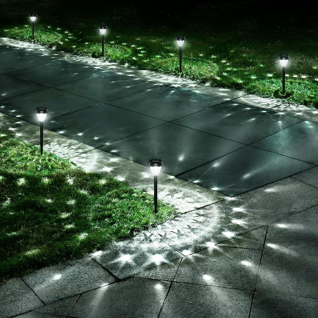 Super Bright Solar Lights, Waterproof 10 Pack, Dusk to Dawn Up to 12 Hrs Solar Powered Outdoor Pathway Garden Lights Auto On/Off, LED Landscape Lighting Decorative for Walkway Patio Yard (Cool White)
