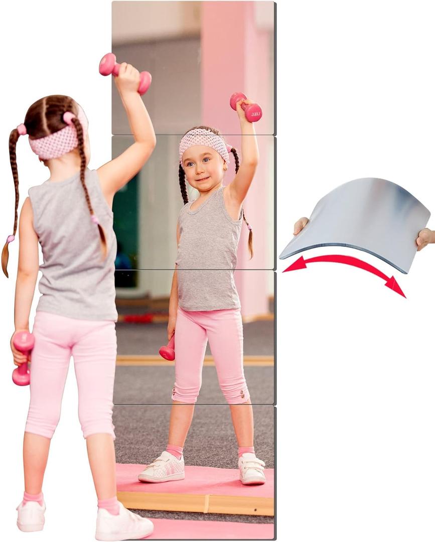 Kids Safety Unbreakable Mirror Super Thick 0.14'' 4 Pack 14'' x14'',Acrylic shatterproof Mirrors, Non Glass Body Mirror Home Gym Mirrors Full Length Wall