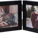 Double Horizontal 4X6 Hinged PS Family Picture Frame Collage For Desktop or Tabletop (Black 64X2) Black