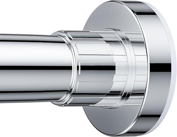 Ausemku Shower Curtain Rod 26 to 76 Inch - 1 Inch Diameter Never Rust Non-Slip Spring Tension Curtain Rod No Drilling Stainless Steel Telescoping Rod, Silver