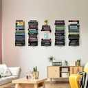 Floating Book Shelves for Wall, 4 Tier Invisible Floating Bookshelf, Vertical Spine Book Tower, Wall Mounted & Space Saving, Heavy Duty Metal Book Organizer for Home Office, 2 Pack White