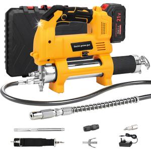 Battery Powered Grease Gun, 10,000 PSI/5.3 oz/min Electric Cordless Grease Gun Kit with 2 * 2.0AH Rechargeable Batteries and Charger, 39.4” Flexible Hose and Storage Box