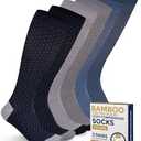 Pembrook® Bamboo Viscose Light Compression Socks - 3 Pairs | 8-15 mmHg Light Compression Socks for Women and Men | Navy, Light Blue, Light Grey Polkadots | Mens & Womens Compression Socks, M