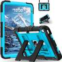 for iPad (A16) 11th/10th Generation 11/10.9 Inch 2025/2022 iPad Case 10th Generation with Pencil Holder, Heavy Duty Shockproof Cover for i Pad 11th/10th Gen, Black Blue